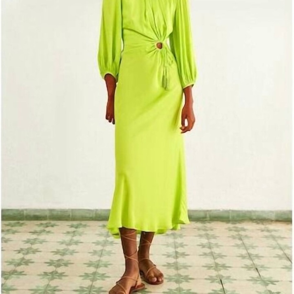 Vibrant Green Midi Dress with Ring Detail Farm Rio